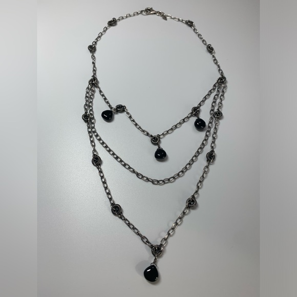 Silpada RARE Oxidized Sterling 3-Tiered Necklace w/Black Chalcedony Accents 22” - Picture 10 of 14